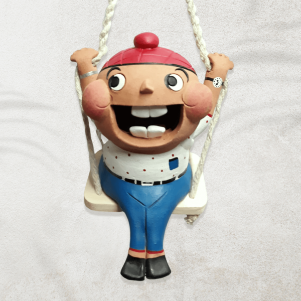 Handmade Sardar Ji Jhoola Doll – Terracotta Punjabi Swing Showpiece for Ethnic Home Decor