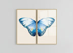 Blue Watercolor Butterfly Acrylic Floating Wall Painting Set of 2