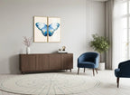 Blue Watercolor Butterfly Acrylic Floating Wall Painting Set of 2