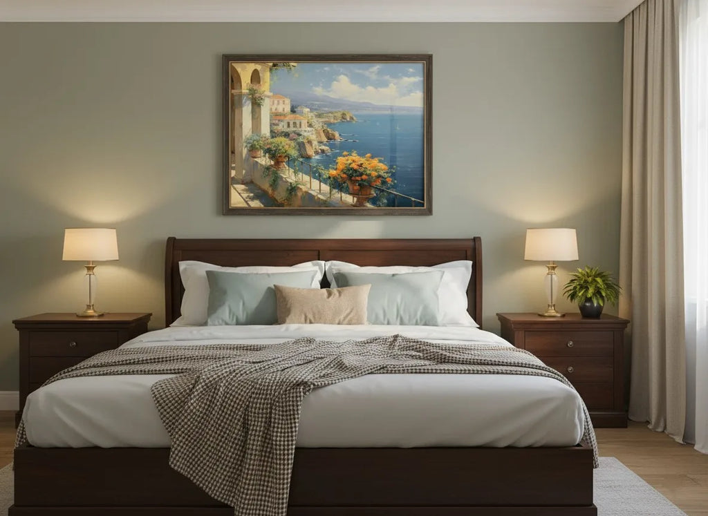 Amalfi Coast Balcony View Framed Poster Print | Classic Scenery Wall Decor