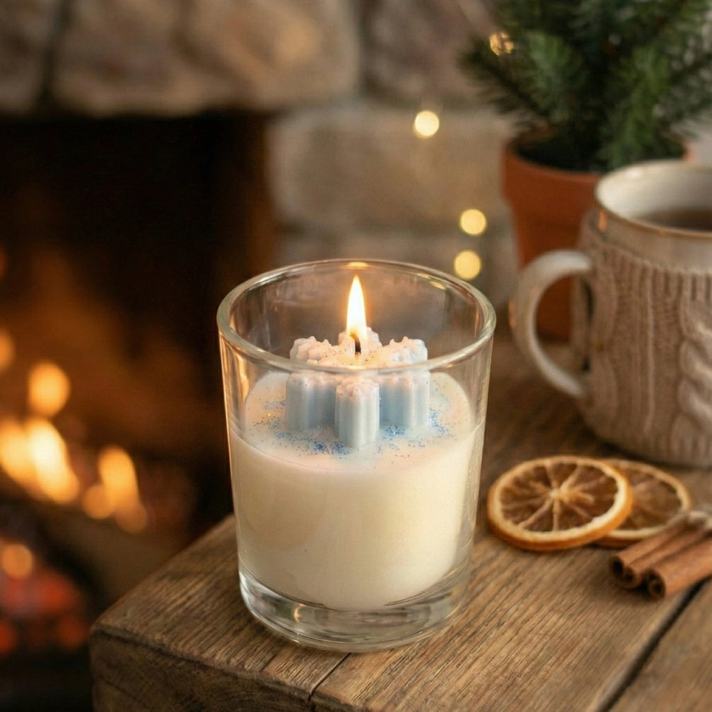 Snowflake Frost Scented Glass Candle | Perfume Candles for Home Decor | Candles for Home Decoration Fragrance