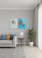 Monochromatic Majesty: Zebra Acrylic Floating Wall Painting Set of 2