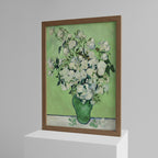 Van Gogh White Roses Art Print | Classic Floral Impressionist Wall Decor | Masterpiece Reproduction Framed Poster