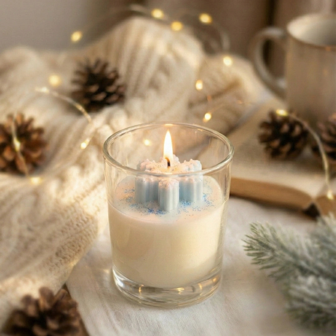 Snowflake Frost Scented Glass Candle | Perfume Candles for Home Decor | Candles for Home Decoration Fragrance