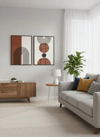 Coastal Geometry Abstract Acrylic Floating Wall Painting Set of 2