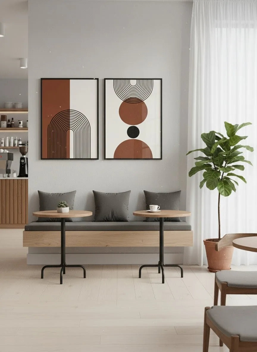 Coastal Geometry Abstract Acrylic Floating Wall Painting Set of 2