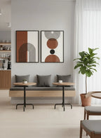 Coastal Geometry Abstract Acrylic Floating Wall Painting Set of 2