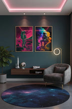 Cosmic Futurism: Neon Astronaut Acrylic Wall Art Set of 2