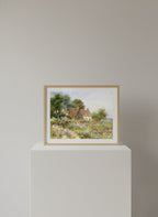 English Cottage Garden Art Print | Vintage Countryside Landscape Painting Poster