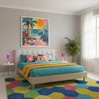 Vibrant Tropical Sunset Pop Art Print | Bold Beach Landscape Wall Art for Coastal, Retro & Gen Z Decor