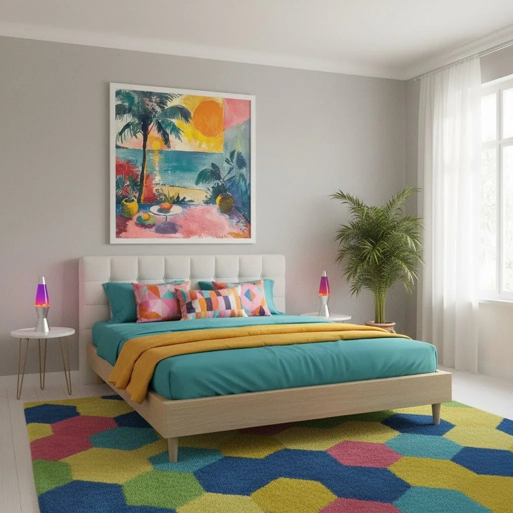 Vibrant Tropical Sunset Pop Art Print | Bold Beach Landscape Wall Art for Coastal, Retro & Gen Z Decor