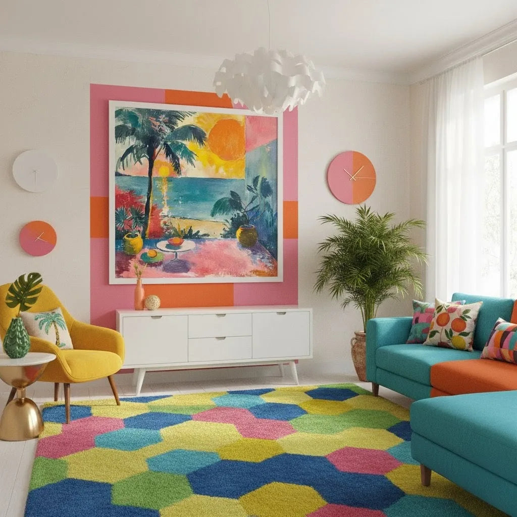 Vibrant Tropical Sunset Pop Art Print | Bold Beach Landscape Wall Art for Coastal, Retro & Gen Z Decor