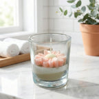 Blush Daisy Designer Glass Candle | Soy Wax Scented Candle – Achyuti Decor