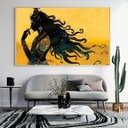 Divine Shiva Silhouette Wall Art – 2x4 ft Mystical Indian God Canvas | Abstract Spiritual Painting | Made in India