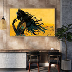 Divine Shiva Silhouette Wall Art – 2x4 ft Mystical Indian God Canvas | Abstract Spiritual Painting | Made in India