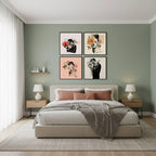 Set of 4 Framed Floral Portrait Wall Art | Aesthetic Minimalist Couple Prints