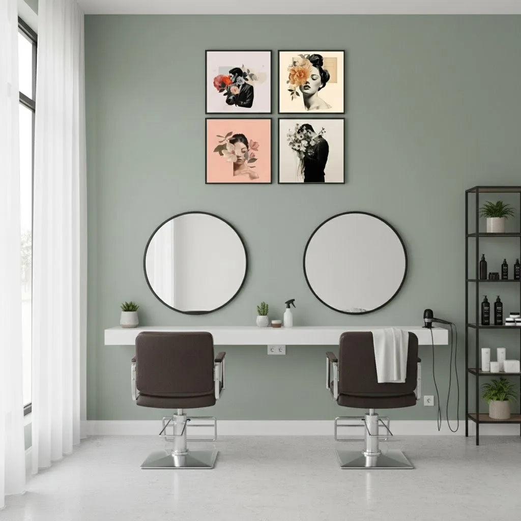 Set of 4 Framed Floral Portrait Wall Art | Aesthetic Minimalist Couple Prints