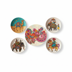 Vibrant Rajasthani Folk Art Wall Plate Set of 5 | Traditional Indian Home Decor