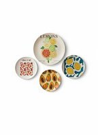 Vibrant Fruit & Spice Wall Plate Set of 4 | Modern Kitchen & Cafe Decor