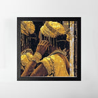 Golden Elegance Indian Woman Wall Art – 3x3 ft Luxury Canvas | Gold Textured Modern Decor | Made in India