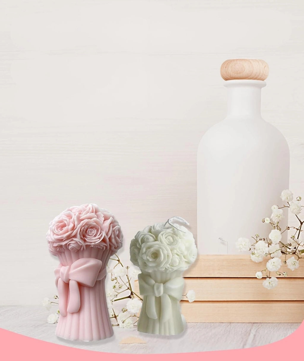 Handmade White Floral Soy Wax Candle – Flower-Shaped Decorative Candle