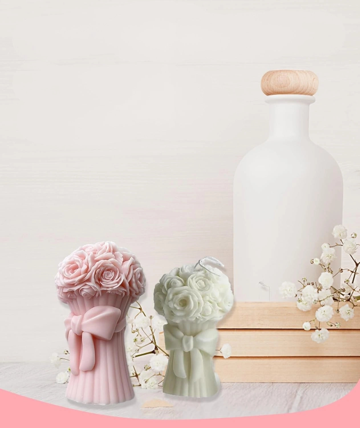 Handmade White Floral Soy Wax Candle – Flower-Shaped Decorative Candle