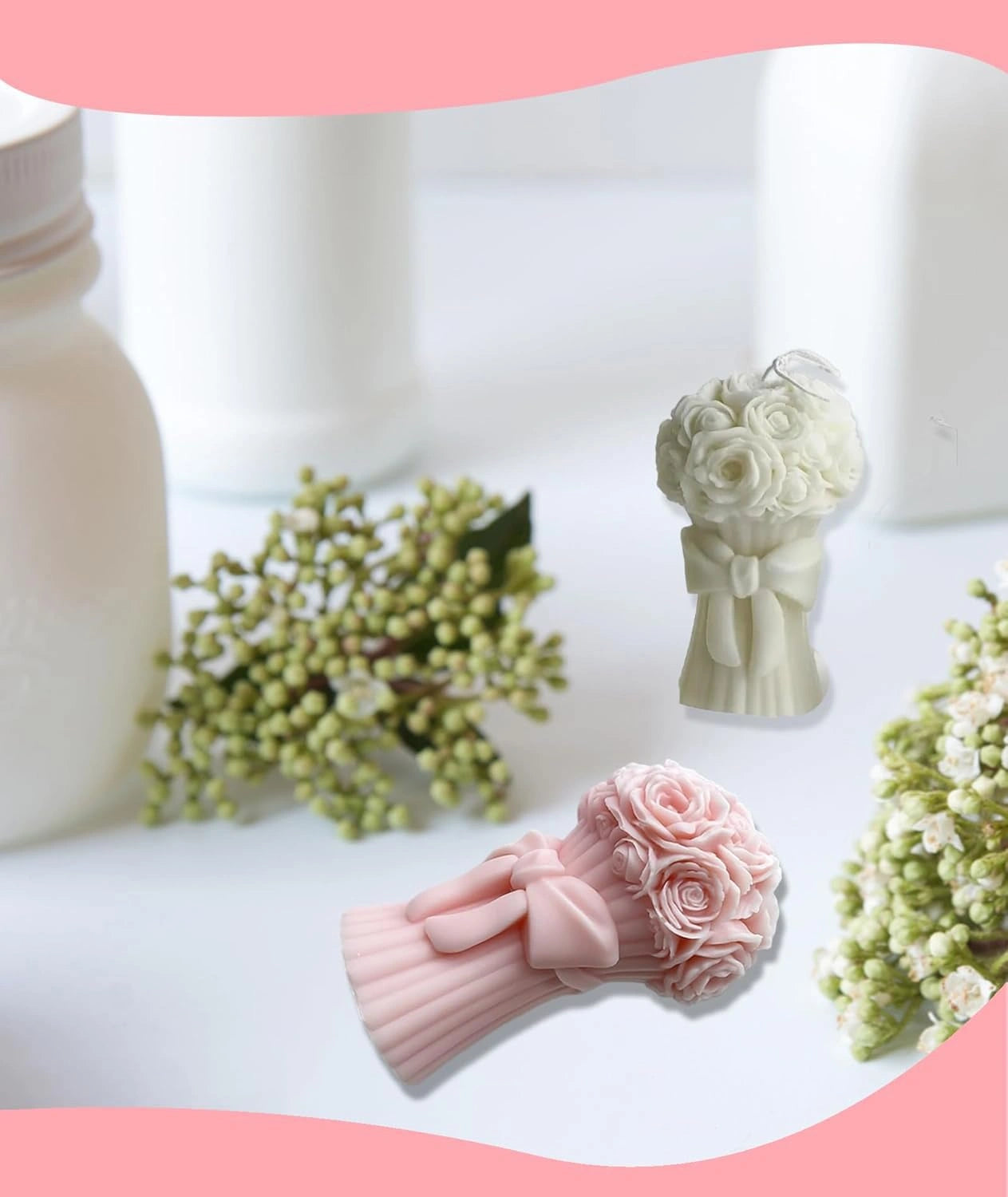 Handmade White Floral Soy Wax Candle – Flower-Shaped Decorative Candle