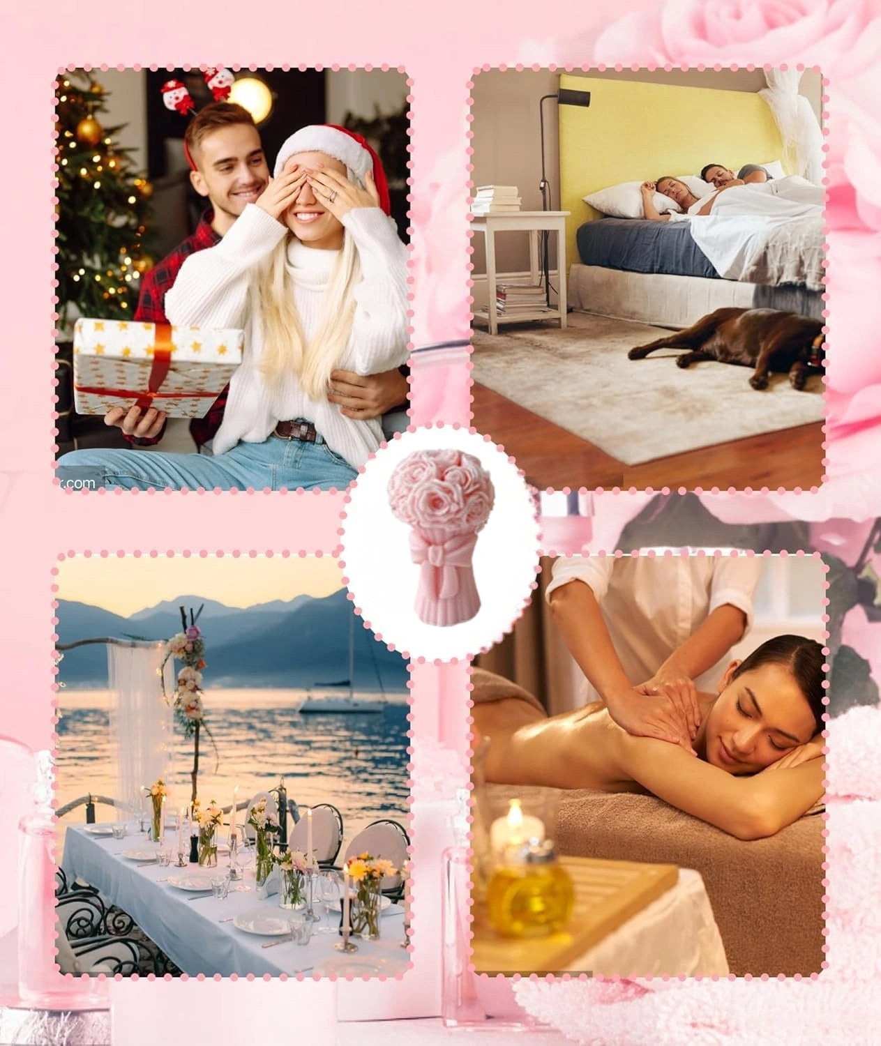 Handmade White Floral Soy Wax Candle – Flower-Shaped Decorative Candle