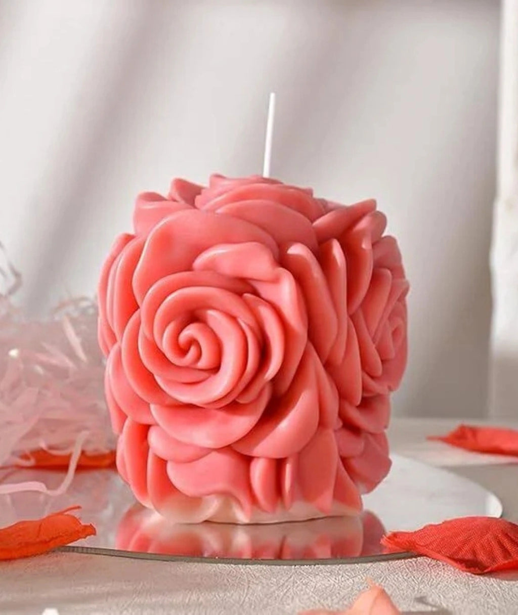 Rose Candle I 3D Flower Basket Cylindrical Candles I Special for Valentine's Day I for Handmade Ornament Chocolate, Cake Décor