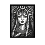 Royal Indian Woman Portrait Wall Art – 2x4 ft Black & White Ethnic Illustration Canvas | Traditional Bridal Artwork | Made in India