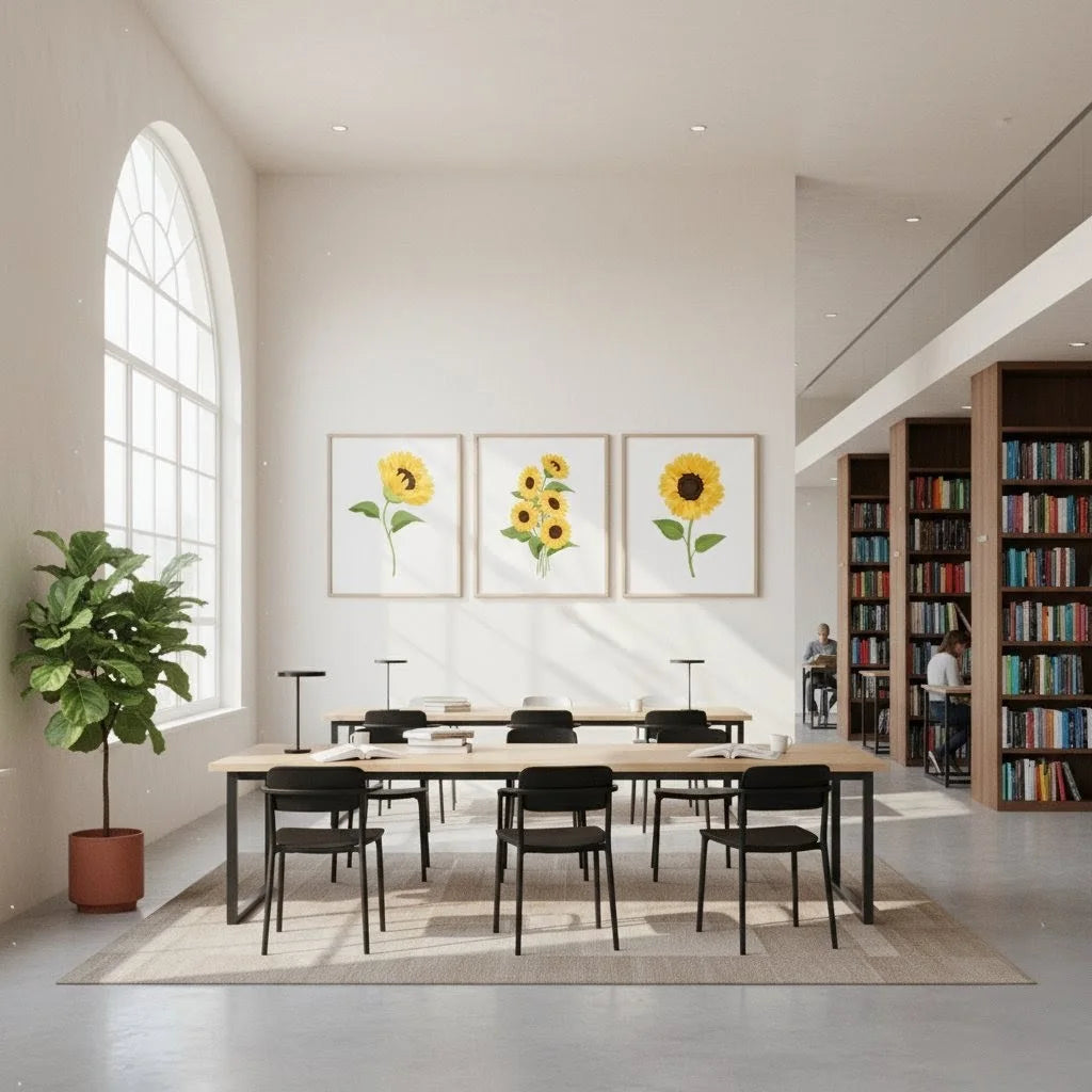 Bright & Cheerful Sunflower Art Frame Set of Three | Modern Floral Wall Decor Prints