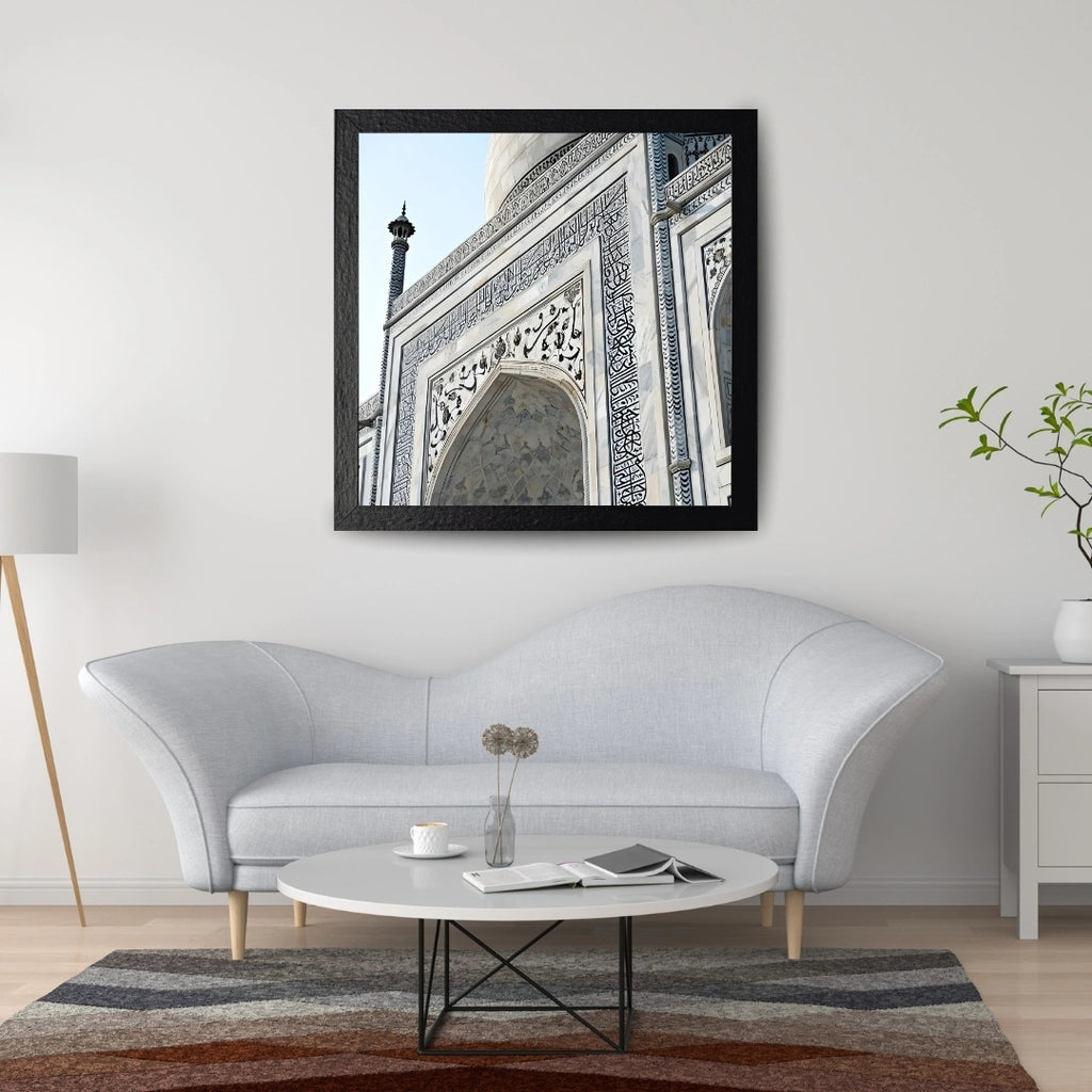 Taj Mahal Calligraphy Wall Art – 2x4 ft Mughal Architecture Close-Up Canvas | Intricate Marble Inlay Detailing | Made in India