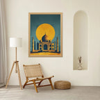 Taj Mahal Sunset Wall Art – 4x2 ft Modern India Monument Canvas | Minimal Retro Style Architecture Artwork | Made in India