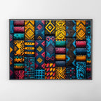 Tribal Geometric Pattern Wall Art – 2x4 ft Vibrant Abstract Canvas | Ethnic Boho Motif Design | Made in India