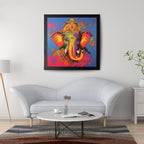Vibrant Ganesha Pop Art Wall Art – 3x3 ft Modern Hindu God Canvas | Colorful Ganpati Painting | Made in India