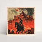 Warrior Fortress Battle Scene Wall Art – 3x3 ft Epic Indian History Canvas | Royal Warrior on Horse Artwork | Made in India