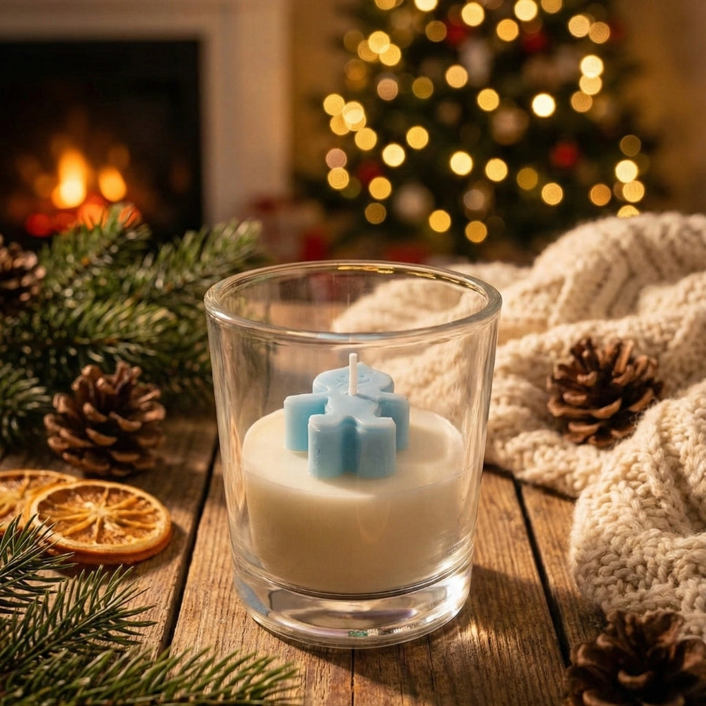 Gingerbread Frost Designer Glass Candle – Premium Soy Wax Scented Candle for Christmas Décor & Gifting
